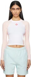 Casablanca Crewneck Logo Top With Long Raglan Sleeves In White / Pink