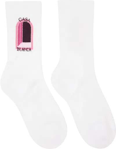 Casablanca White Aubergine Arch Socks