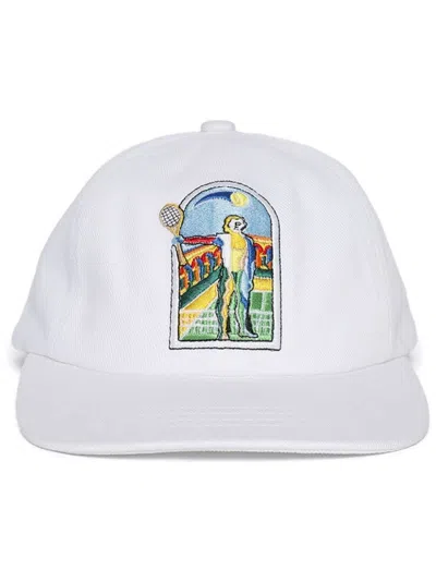 Casablanca White Baseball Hat With Front Embroidery