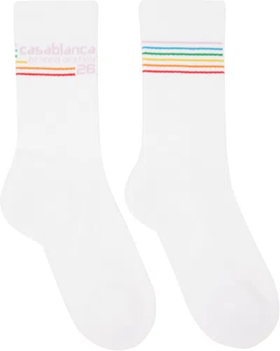 Casablanca White Beyond Destiny Stripe Socks