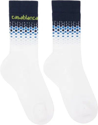 Casablanca White Blue Halftone Gradient Socks In Multi