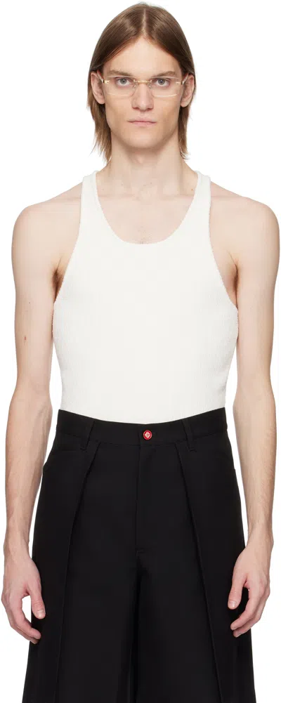 CASABLANCA WHITE BOUCLE RIB TANK TOP