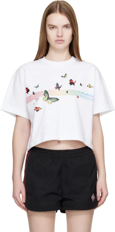 Casablanca Boxy T-shirt With Butterflies In White