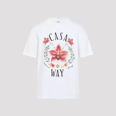 Casablanca Casa Way Orchid Organic Cotton T Shirt In White
