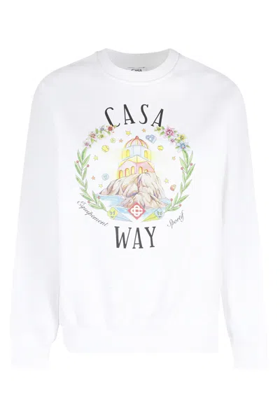Casablanca White Casa Way Graphic-printed Cotton Sweatshirt