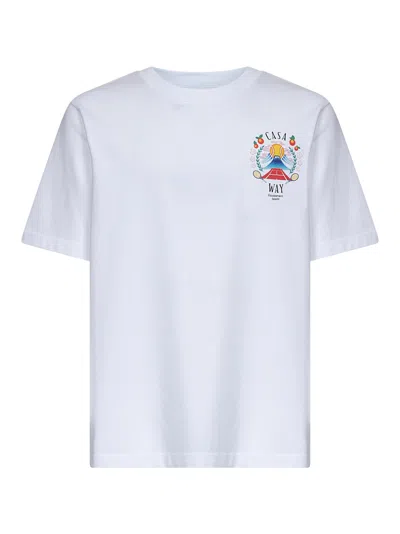 CASABLANCA WHITE CASA WAY MOUNTAIN T-SHIRT