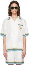 Casablanca Mens Tbc Cuban-collar Graphic-pattern Silk Shirt In White
