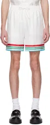 Casablanca Mens Casa Way World Series Relaxed-fit Striped Silk Shorts In White/multi