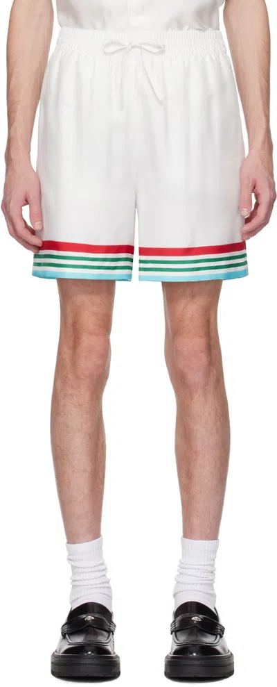 CASABLANCA WHITE 'CASA WAY' WORLD SERIES SILK SHORTS