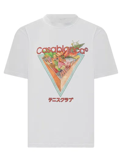 CASABLANCA CASABLANCA WHITE CASABLANCA T-SHIRT WITH SUSHI GRAPHIC PRINT