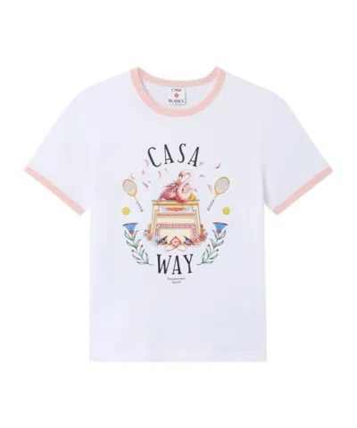 Casablanca White Casaway Ringer Short Sleeve Tshirt