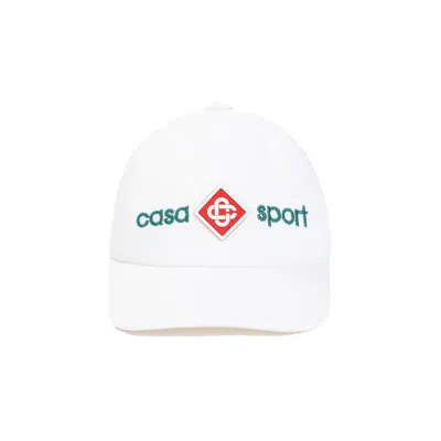 CASABLANCA WHITE COTTON BASEBALL LOGO CAP