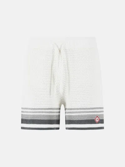 Casablanca White Cotton Bermuda Shorts