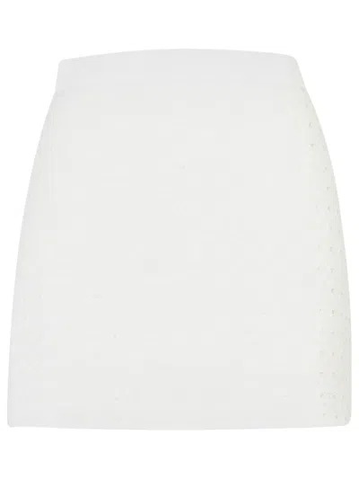 Casablanca High-waisted Textured Cotton Blend Miniskirt In White