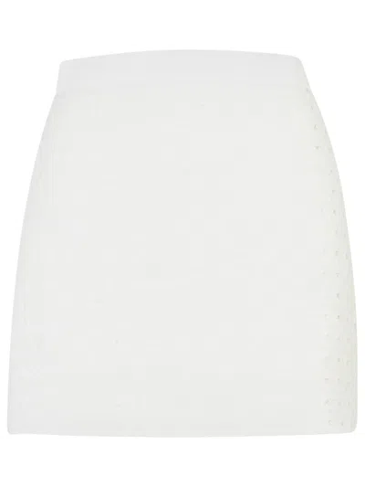 Casablanca High-waisted Textured Cotton Blend Miniskirt In White