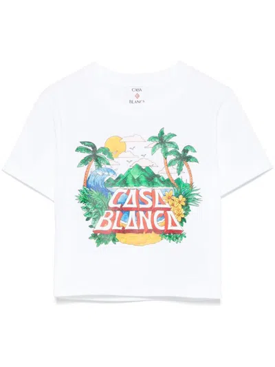 Casablanca Casa Beach Wave Printed Baby Tee In White