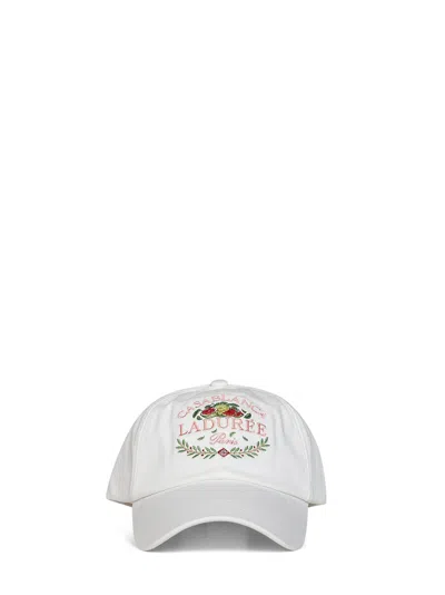 Casablanca X Laduree Embroidered Cotton Cap In White