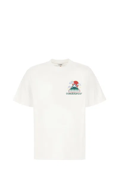 Casablanca Montagne Ondulée Logo-print Cotton-jersey T-shirt In White