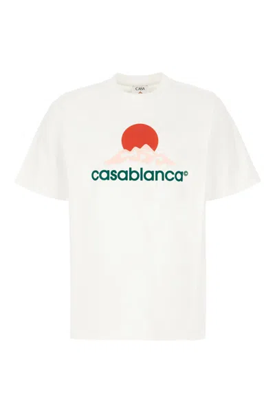 CASABLANCA WHITE COTTON MONTAGNE T-SHIRT