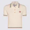 Casablanca Textured Cotton Polo Shirt With Contrast Collar In White