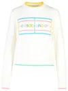 Casablanca Cotton Sweater With Colorful Trim And Graphic In White