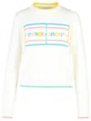 Casablanca Cotton Sweater With Colorful Trim And Graphic In White
