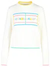Casablanca Cotton Sweater With Colorful Trim And Graphic In White