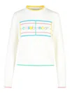 Casablanca Cotton Sweater With Colorful Trim And Graphic In Blanco