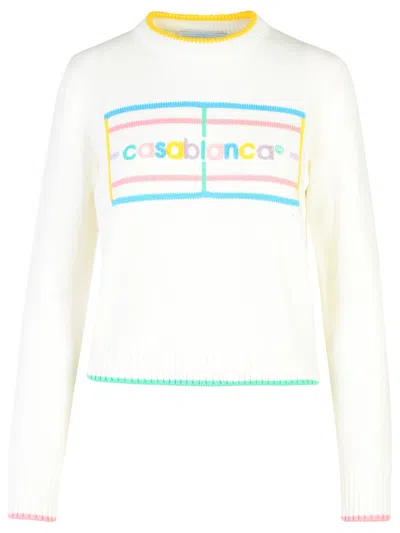 Casablanca Pastel Court Sweater In White