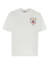 Casablanca Crew Neck Cotton T-shirt With Graphic Print In White
