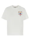 Casablanca Crew Neck Cotton T-shirt With Graphic Print In White
