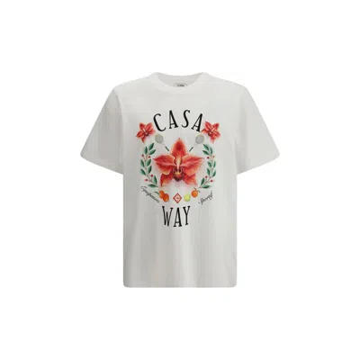 Casablanca Casa Way Orchid Organic Cotton T Shirt In White