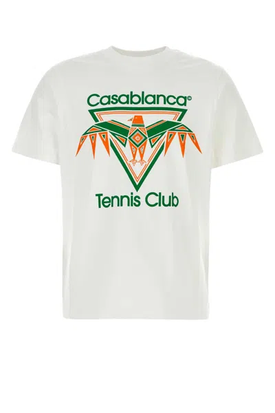 Casablanca White Cotton T-shirt In Plaeag