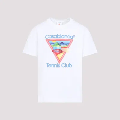 CASABLANCA WHITE CREWNECK LOGO T-SHIRT