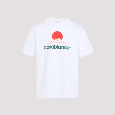 CASABLANCA WHITE CREWNECK LOGO T-SHIRT