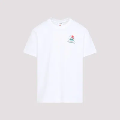 CASABLANCA WHITE CREWNECK LOGO T-SHIRT