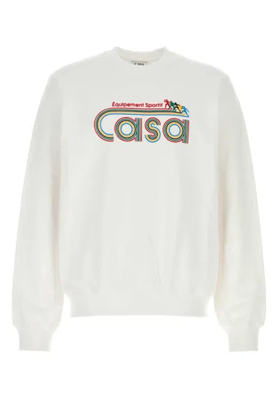 CASABLANCA WHITE CREWNECK PRINTED LOGO SWEATSHIRT