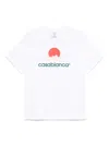 Casablanca White Crewneck T-shirt With Logo On The Front In Cotton Man In White