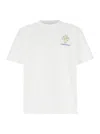 Casablanca White Crewneck T-shirt With Logo Detail On The Front And Maxi Logo Print On The Rear In Diamond Column