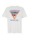 Casablanca White Crewneck T-shirt With Logo On The Front In Cotton Man In Blue