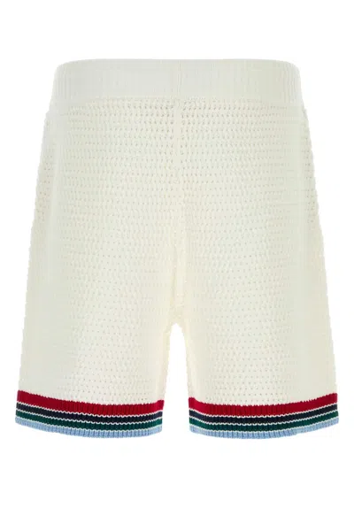 CASABLANCA WHITE CROCHET BERMUDA SHORTS