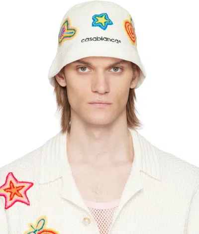 Casablanca White Crochet Bucket Hat