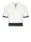 Casablanca Hooded Short Top Striped Trim In White