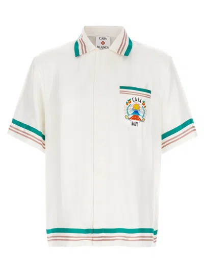 CASABLANCA WHITE CUBAN COLLAR SHIRT