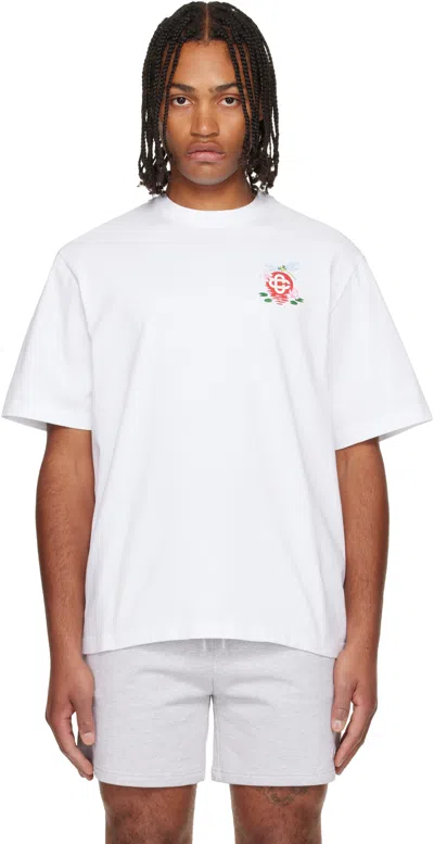 CASABLANCA WHITE DRAGONFLY FLORAL OVERSIZED SHORT SLEEVE T‑SHIRT