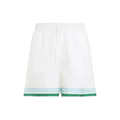 Casablanca Le Jeu Colore Silk Shorts In White