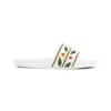 Casablanca Terry Slider Sandals Embroidered Strap Flat In White
