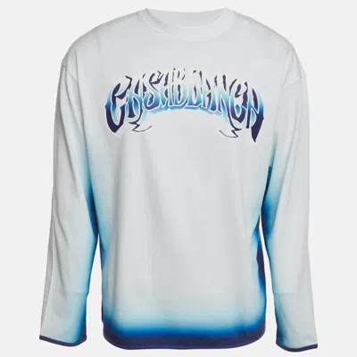 Pre-owned Casablanca White Gradient Logo Print Jersey Long Sleeve T-shirt S