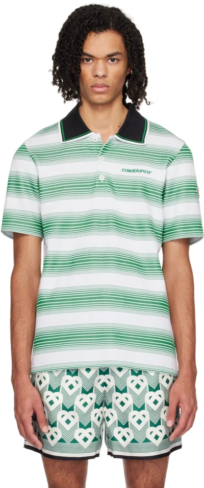 CASABLANCA WHITE GRADIENT STRIPE POLO