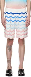 Casablanca Wave Multicolor Shorts With Logo Patch On The Front And All-over Striped Motif In Cotton Man In Multi